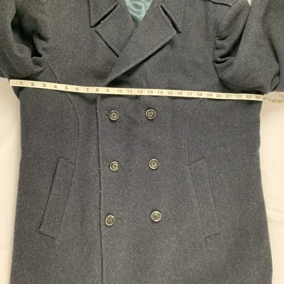 Vintage Virany Mens 100% Wool Long Pea Coat Overcoat Trench Mens Size 46 Hungary - Picture 3 of 11